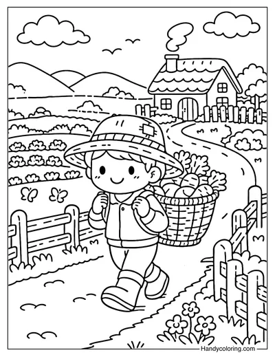 Farmer Carrying Vegetables Home