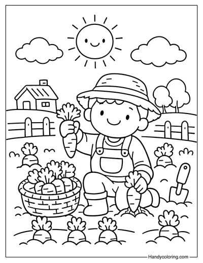 Farmer Harvesting Carrots