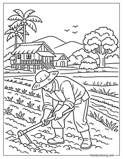 Farmer Working in Field