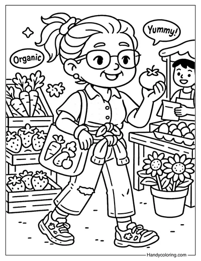 Farmers Market Grandma Coloring Page