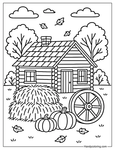Farmhouse Harvest Coloring Page