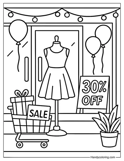 Fashion Boutique Sale Coloring Page