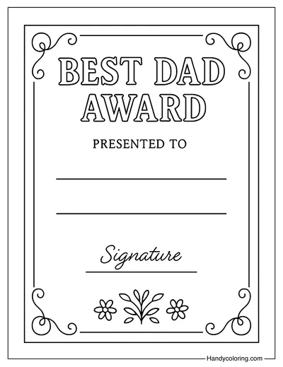 Father's Day Certificate Coloring Page