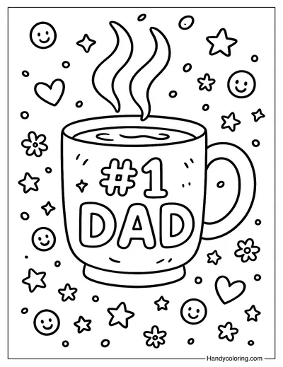 Father's Day Coffee Mug Coloring Page
