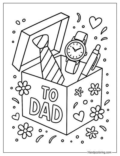 Father's Day Gift Box Coloring Page