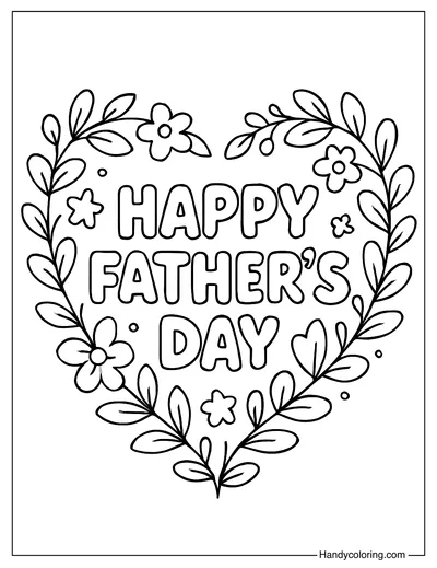 Father's Day Heart Wreath Coloring Page