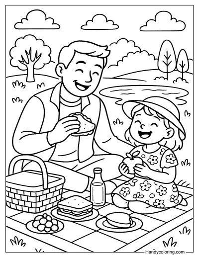 Father's Day Picnic Coloring Page
