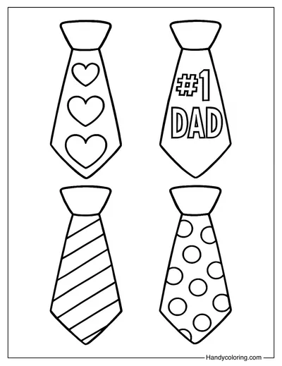 Father's Day Tie Collection Coloring Page