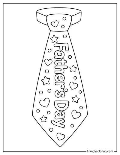 Father's Day Tie with Hearts and Stars