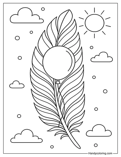 Feather Balloon Ride Coloring Page