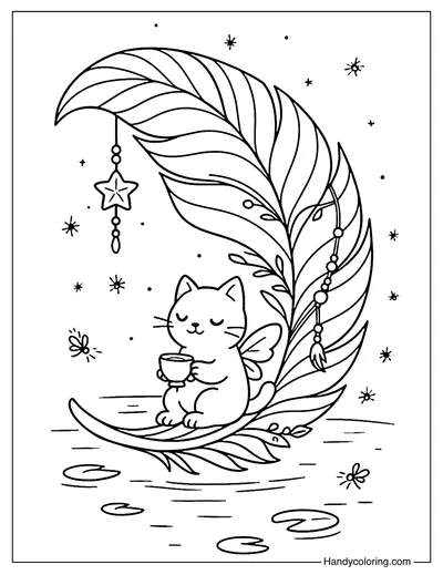 Feather Boat Voyage Coloring Page