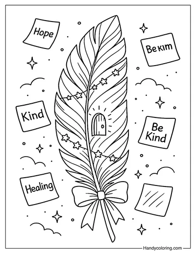Feather of Wishes Coloring Page