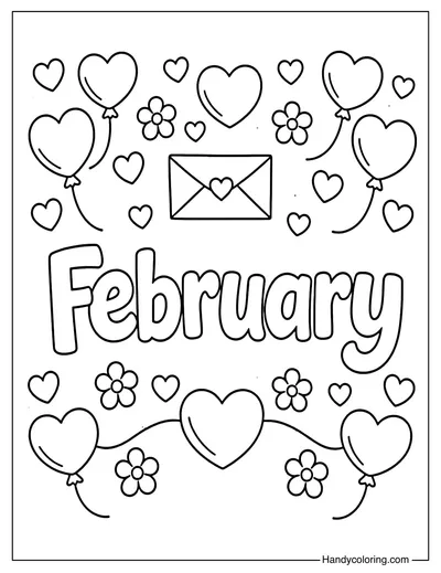 February Love Coloring Page