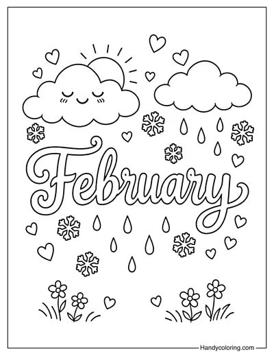 February Love Weather Coloring Page