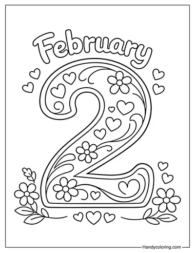 February Number 2 Coloring Page