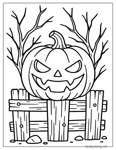 Fence Jack O Lantern Coloring Page