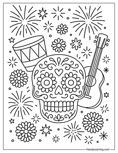 Festival Sugar Skull Coloring Page