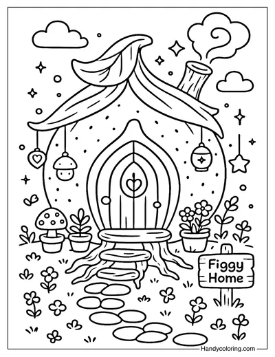 Fig Fairy House Coloring Page