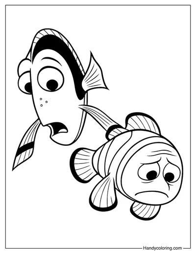 Finding Dory Coloring Page Dory and Nemo