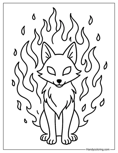 Fire Spirit Fox Coloring Page
