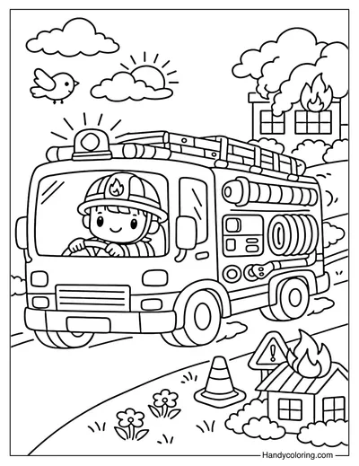 Firefighter Driving Truck