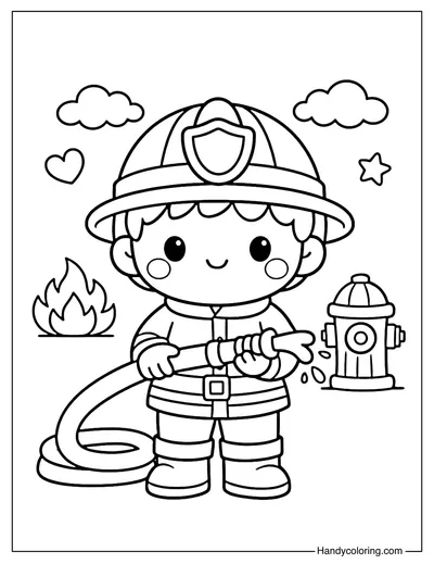 Firefighter Holding Hose