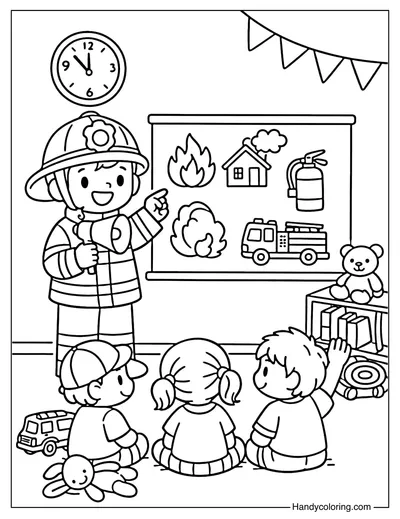 Firefighter Teaching Kids