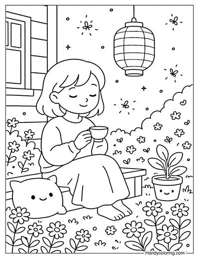Firefly Evening Nook Coloring Page