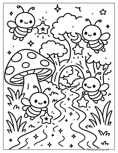 Firefly Lanterns Coloring Page