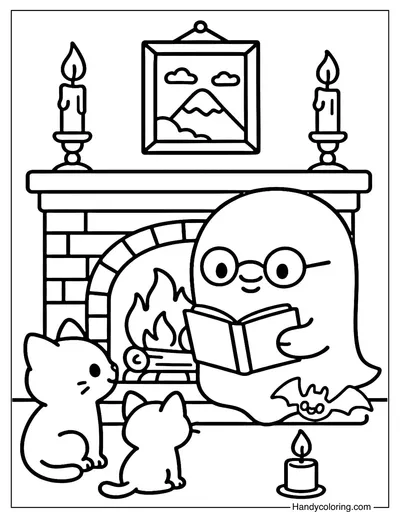 Fireplace Stories Coloring Page