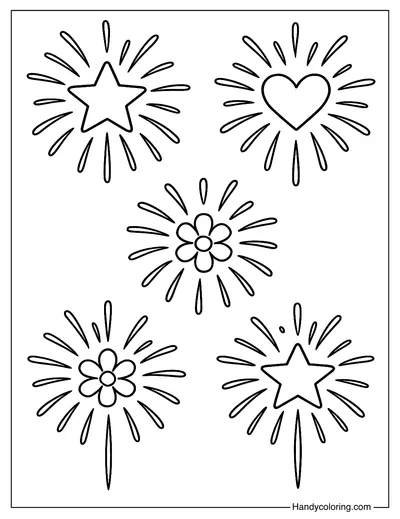 Firework Shapes Coloring Page