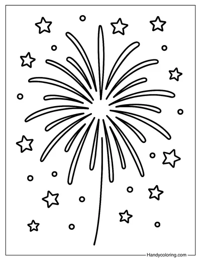 Fireworks And Stars Coloring Page
