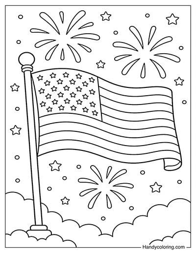 Fireworks Behind the Flag