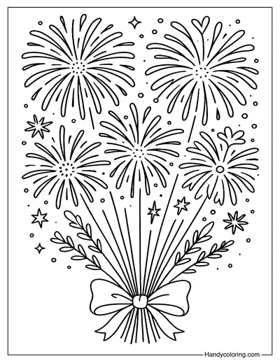 Fireworks Bouquet Coloring Page
