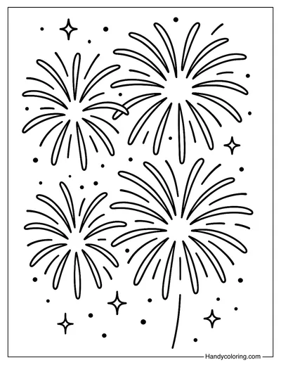 Fireworks Sparkle Coloring Page