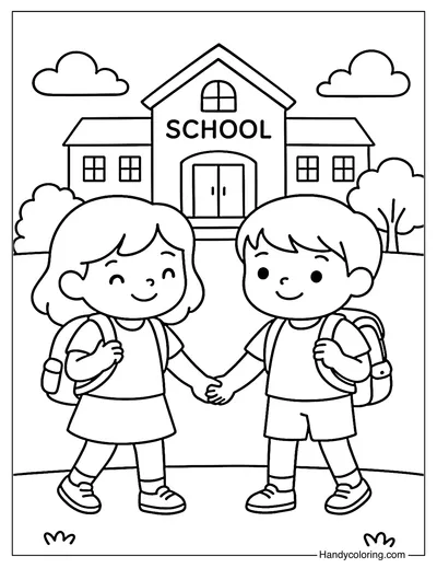 First Day Friends Coloring Page