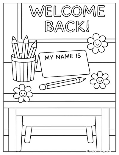 First Day Name Tag Coloring Page