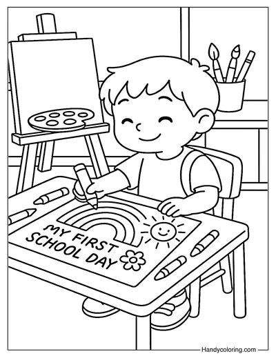 First Day of Art Class Coloring Page