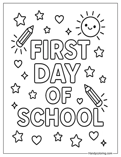 First Day of School Coloring Page for Kids