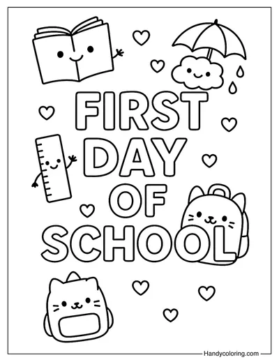 First Day of School Doodles Coloring Page