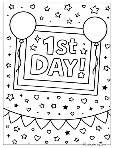 First Day Photo Booth Coloring Page