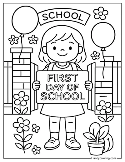 First Day Sign Coloring Page