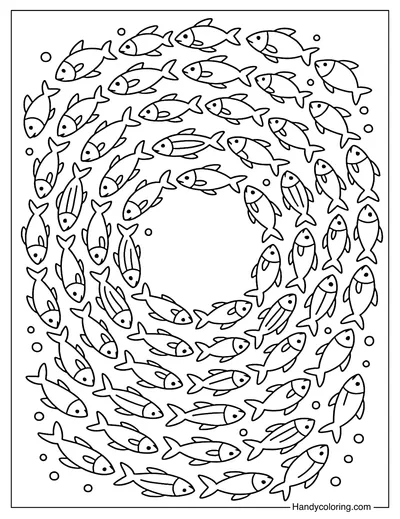 Fish School Maze Coloring Page