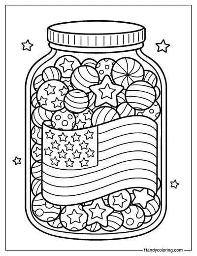 Flag Candy Jar Coloring Page