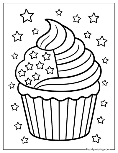 Flag Cupcake Coloring Page