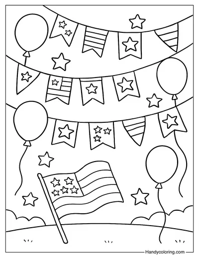 Flag Day Banners Coloring Page