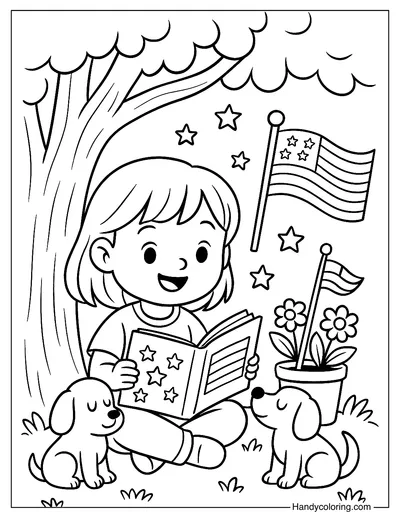 Flag Day Storytime Coloring Page