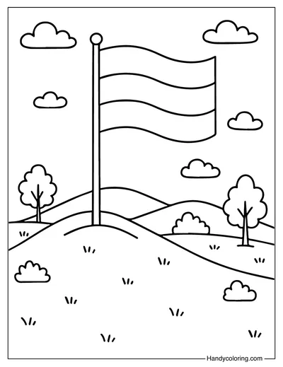 Flag Landscape Coloring Page