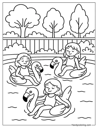 Flamingo Float Party Coloring Page