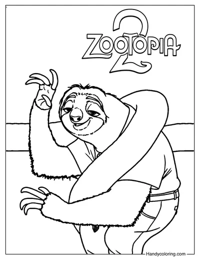 Flash the Sloth Coloring Page Zootopia 2
